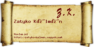 Zatyko Kálmán névjegykártya
